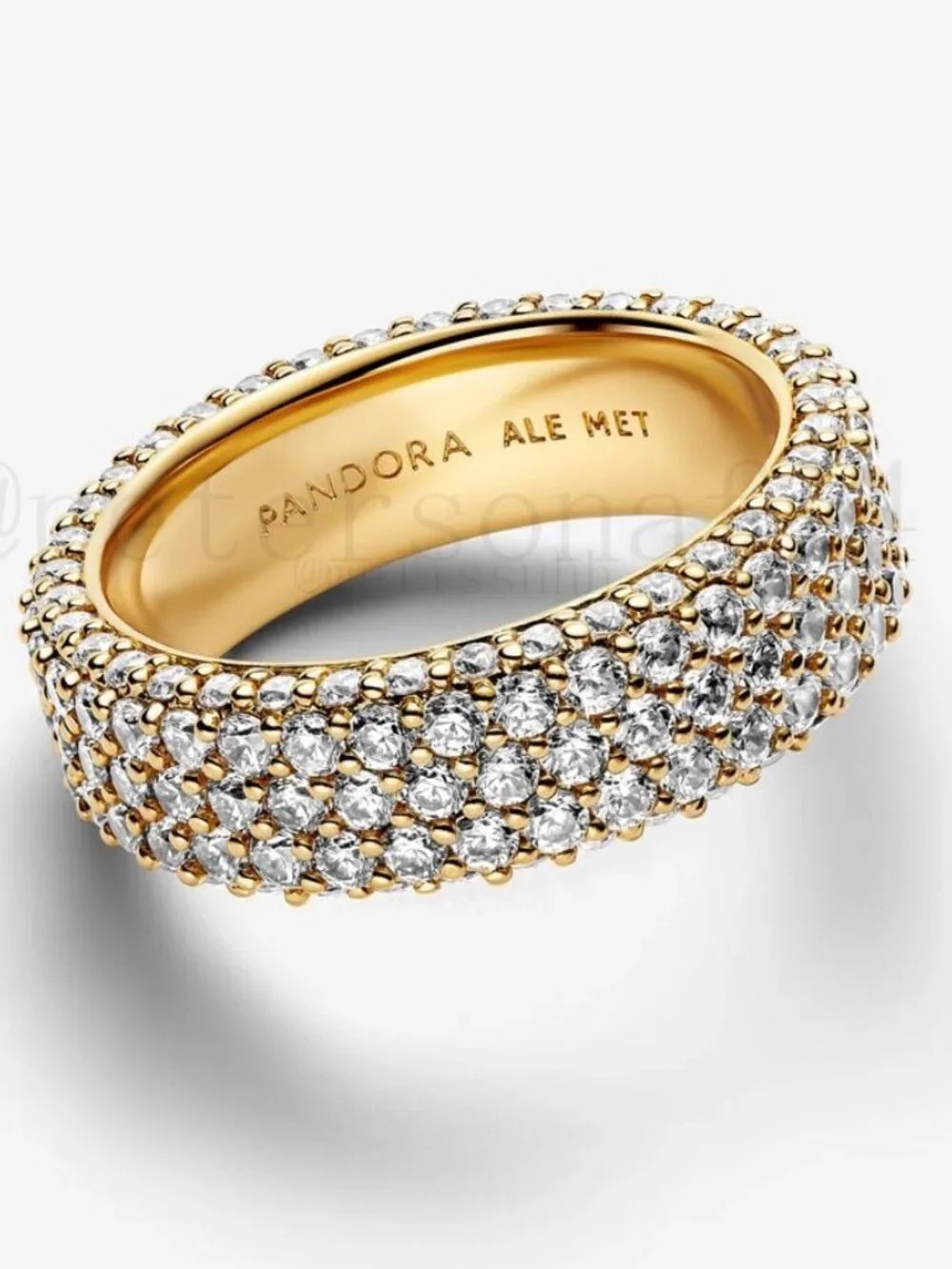 Pandora Gold Pavé Sparkling CZ Band Ring - Gold and Clear